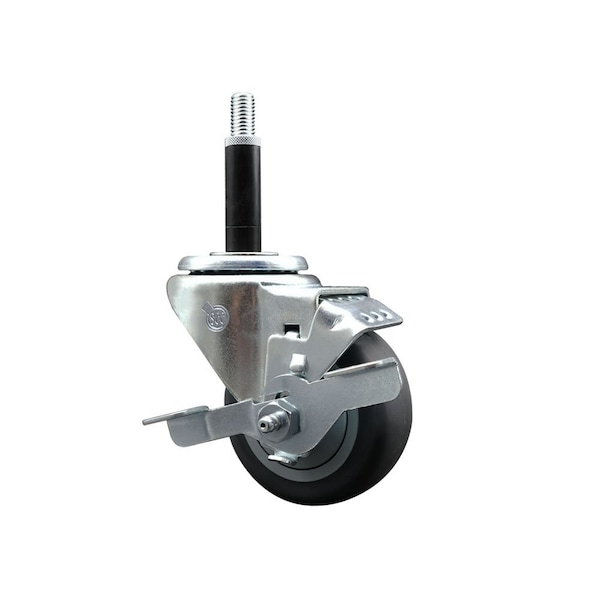 3'' Thermoplastic Rubber Swivel 3/4'' Expanding Stem Caster with Brake